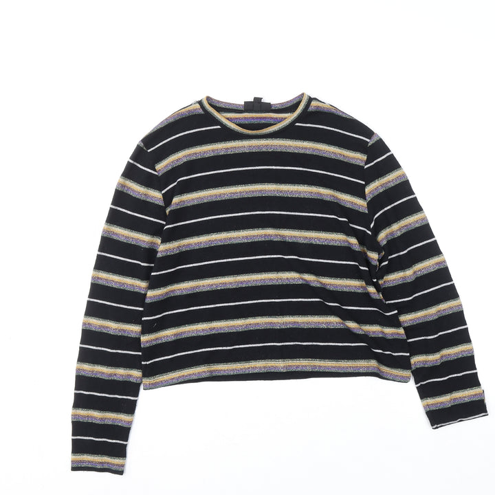 Topshop Women’s Black Striped Glitter Knit Jumper Size 12