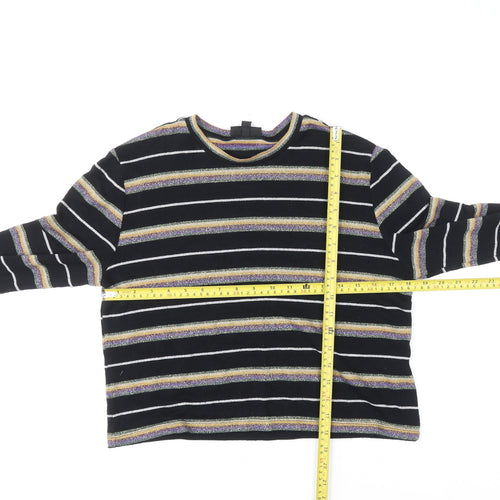 Topshop Women’s Black Striped Glitter Knit Jumper Size 12