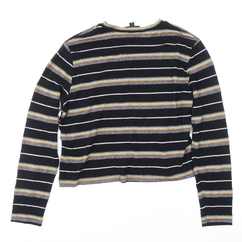 Topshop Women’s Black Striped Glitter Knit Jumper Size 12
