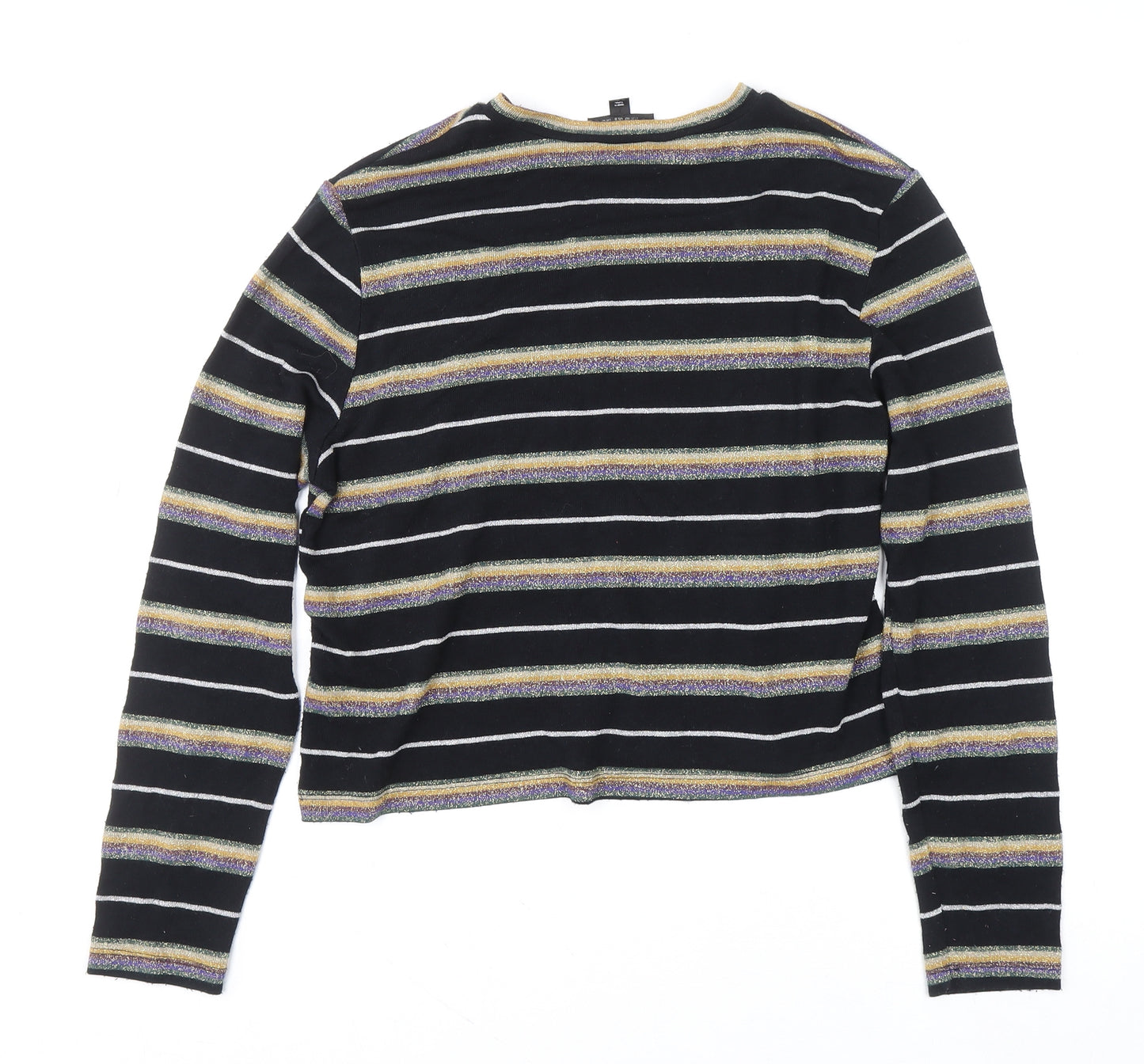 Topshop Women’s Black Striped Glitter Knit Jumper Size 12