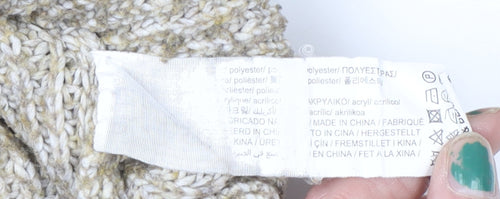 Pull & Bear Women’s Beige Chunky Knit High Neck Zip Jumper Size 12