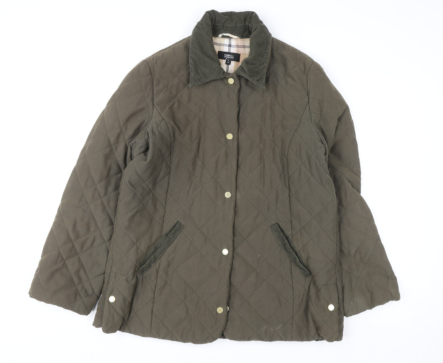 Marks and Spencer Women’s Green Quilted Mid-Length Jacket Size 14