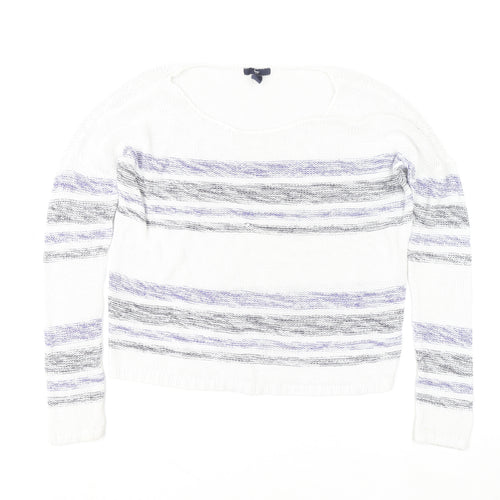 Gap Women's White Striped Cotton Knit Jumper Size S
