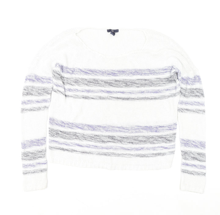Gap Women's White Striped Cotton Knit Jumper Size S