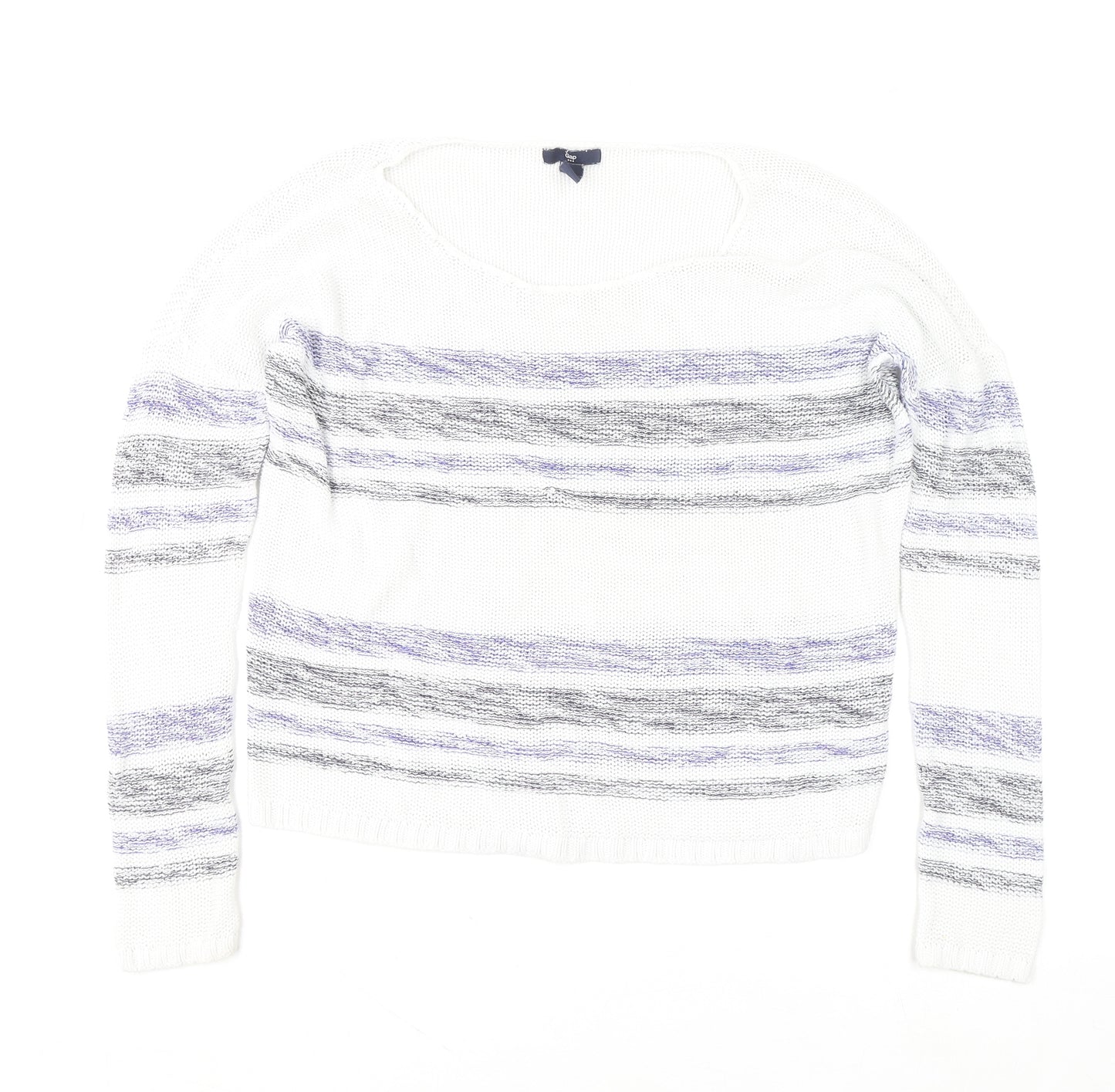 Gap Women's White Striped Cotton Knit Jumper Size S
