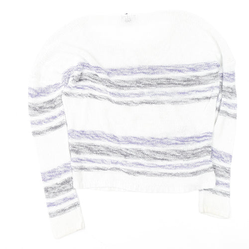 Gap Women's White Striped Cotton Knit Jumper Size S