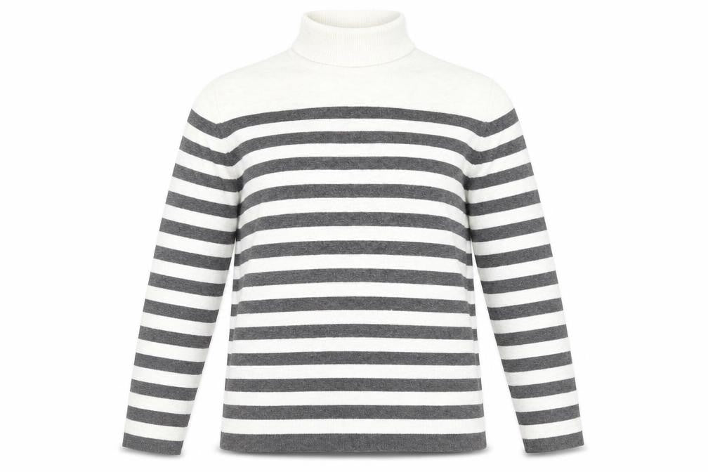 Marks and Spencer Women’s Grey Striped Roll Neck Knit Jumper M