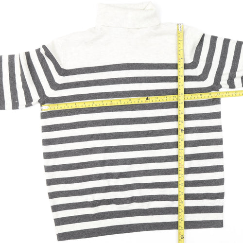 Marks and Spencer Women’s Grey Striped Roll Neck Knit Jumper M