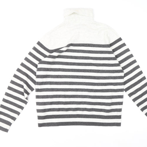 Marks and Spencer Women’s Grey Striped Roll Neck Knit Jumper M