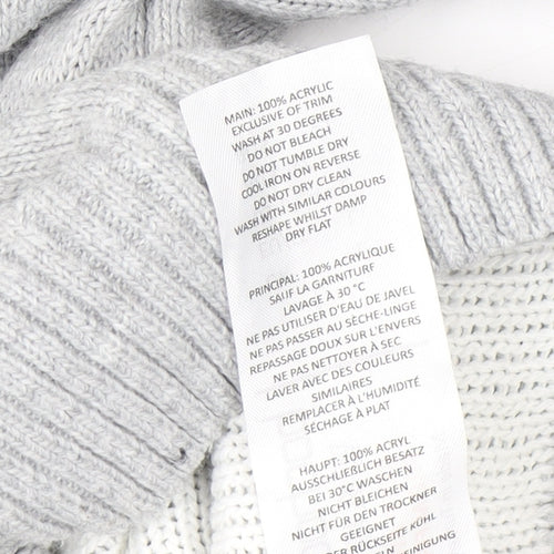 boohooMAN Men's Grey L Christmas Penguin Crew Neck Jumper