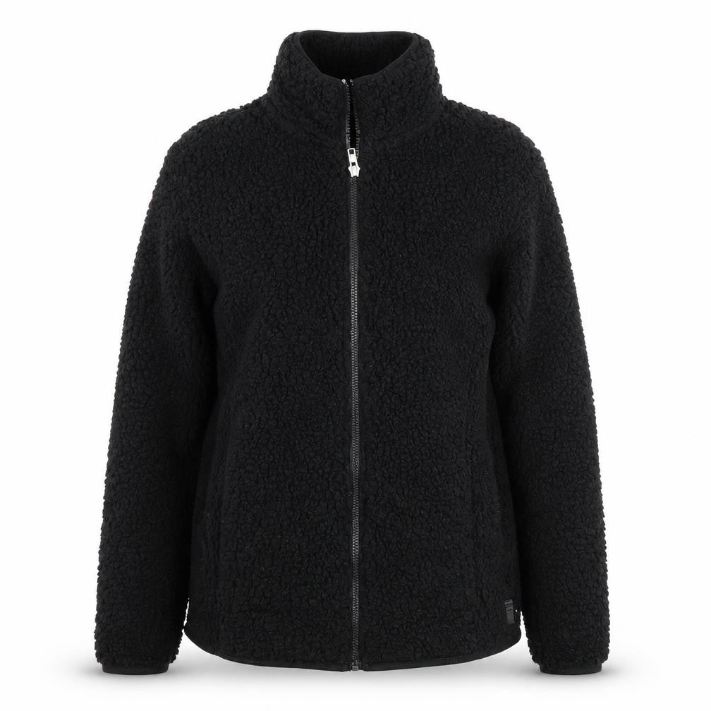 Front view of Fila women’s black fleece full zip jacket, size M