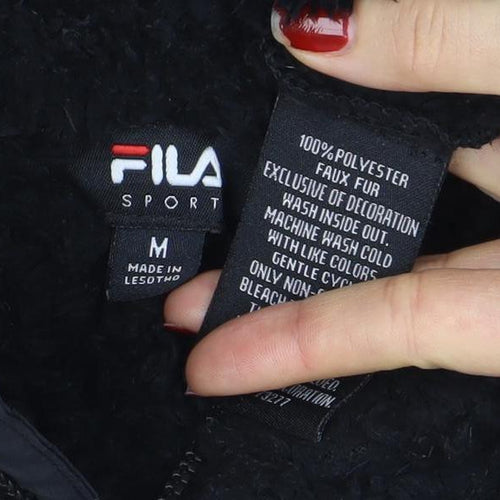 FILA Womens Black Fleece Full Zip Jacket Size M