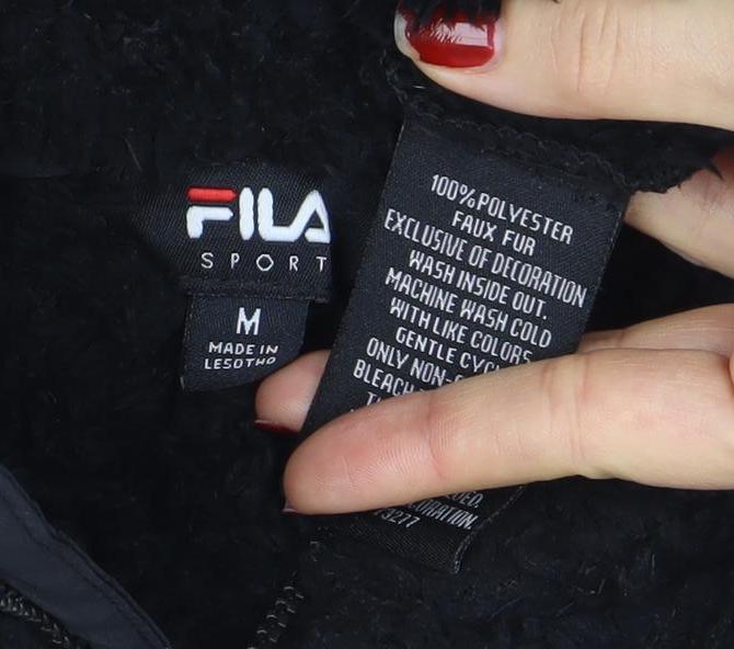 FILA Womens Black Fleece Full Zip Jacket Size M