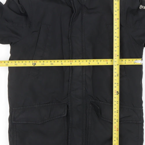 H&M Boys Black Mid-Length Puffer Jacket Coat 6 Years Winter Lined