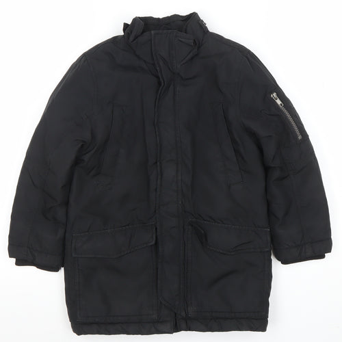 H&M Boys Black Mid-Length Puffer Jacket Coat 6 Years Winter Lined