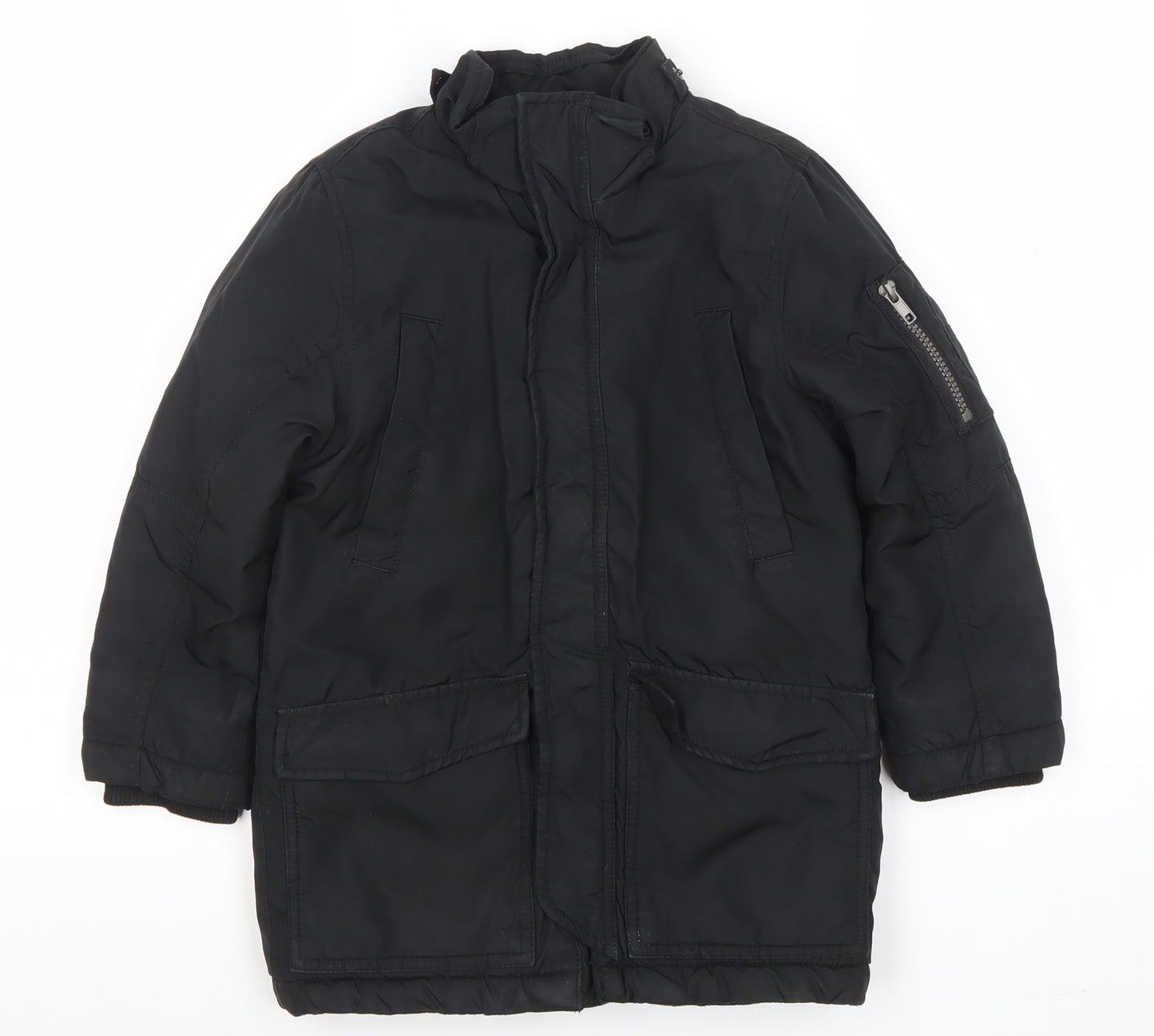H&M Boys Black Mid-Length Puffer Jacket Coat 6 Years Winter Lined