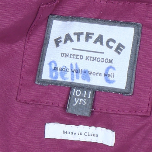 FatFace Girls Pink 10-11 Years Hooded Faux Fur Trim Puffer Gilet Jacket
