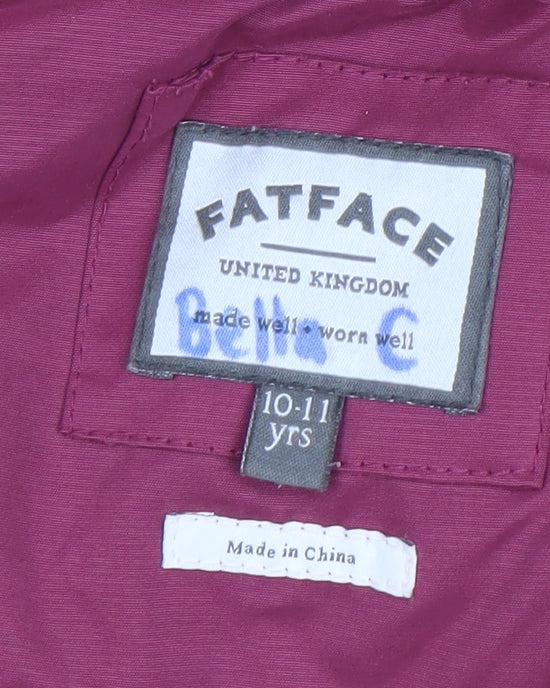 FatFace Girls Pink 10-11 Years Hooded Faux Fur Trim Puffer Gilet Jacket