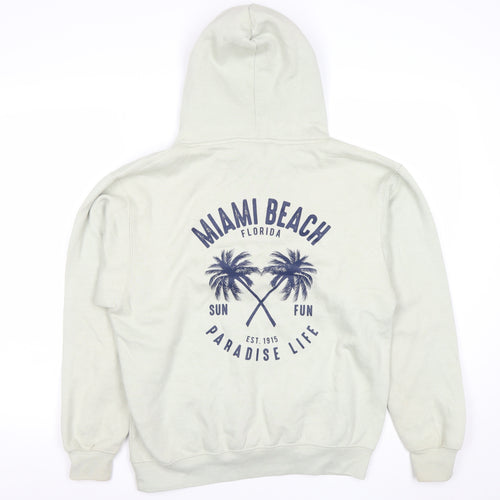 Pacific & Co Women Beige Pullover Hoodie Size Small Miami Beach Graphic