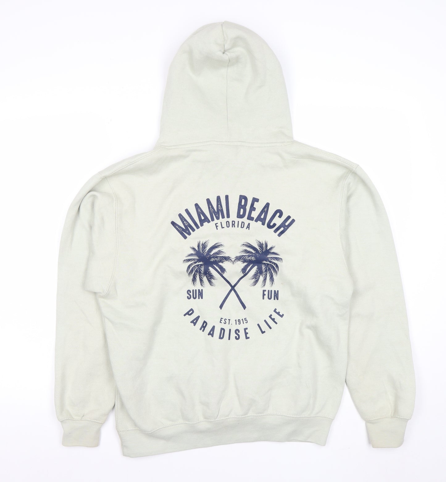 Pacific & Co Women Beige Pullover Hoodie Size Small Miami Beach Graphic