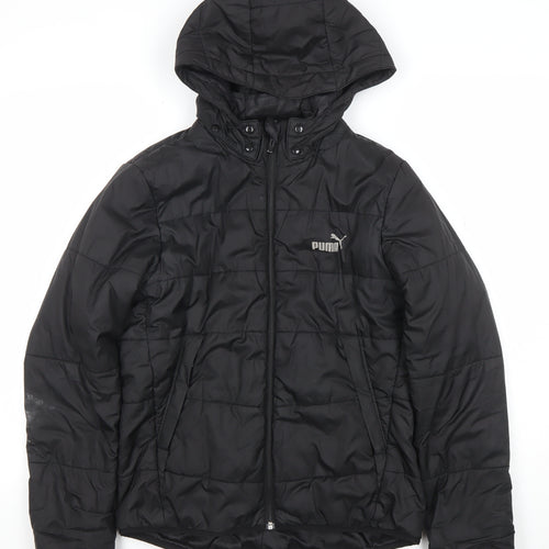 Puma Girls Black 14 Years Puffer Jacket Hooded Quilted Winter Coat