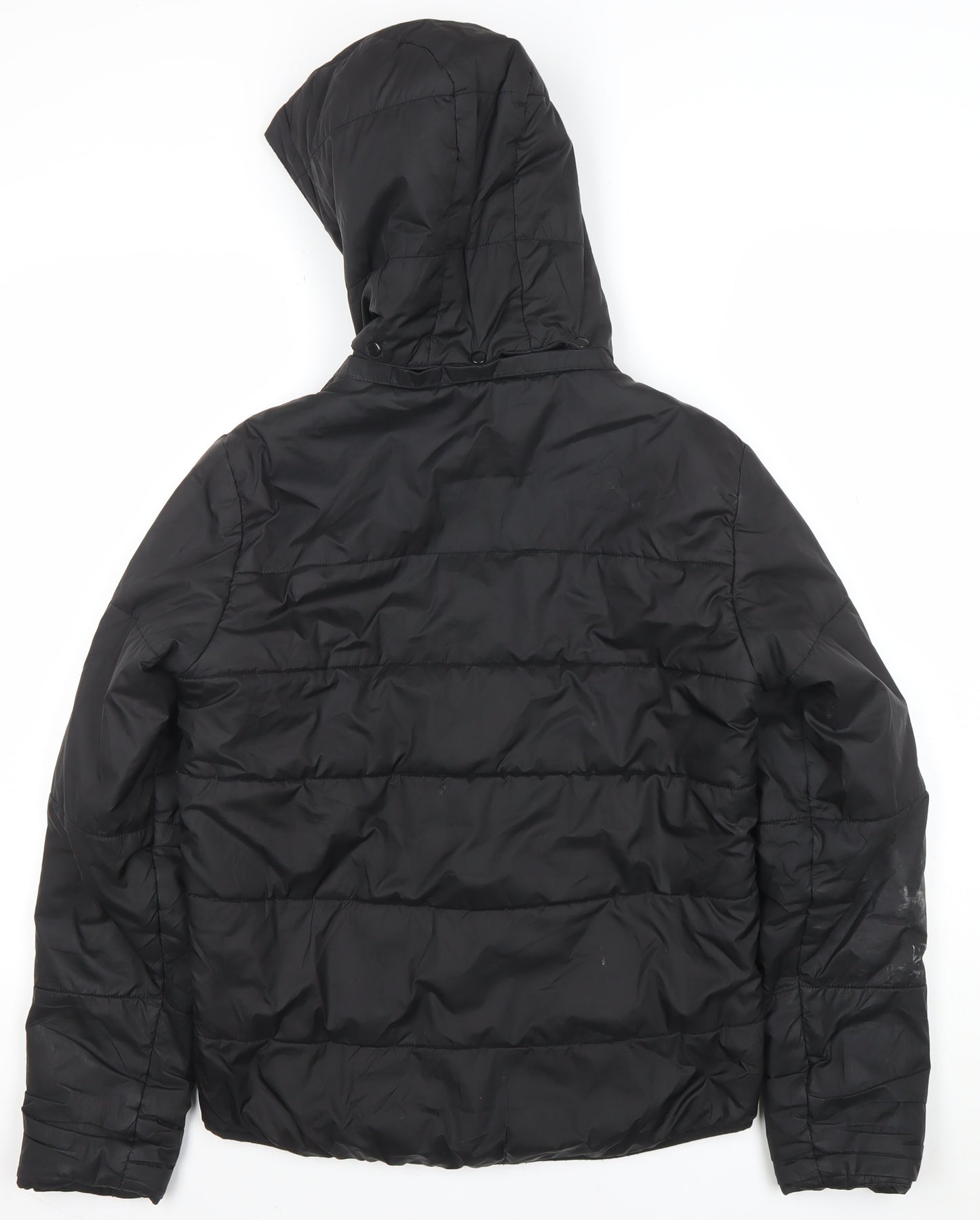 Puma Girls Black 14 Years Puffer Jacket Hooded Quilted Winter Coat