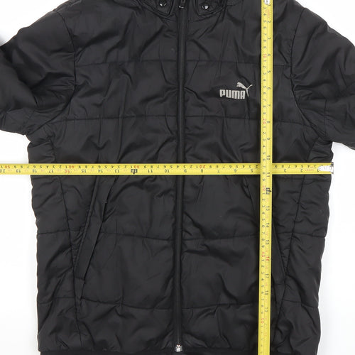 Puma Girls Black 14 Years Puffer Jacket Hooded Quilted Winter Coat