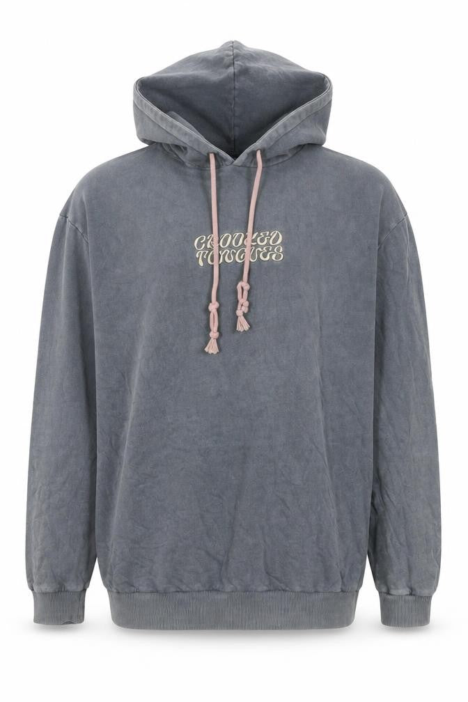 Front view of Crooked Tongues Women's Grey Pullover Hoodie, size M, 100% Cotton