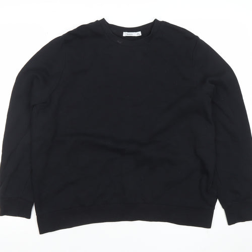Bossini Women Black 100% Cotton Crew Neck Pullover Sweatshirt Size M