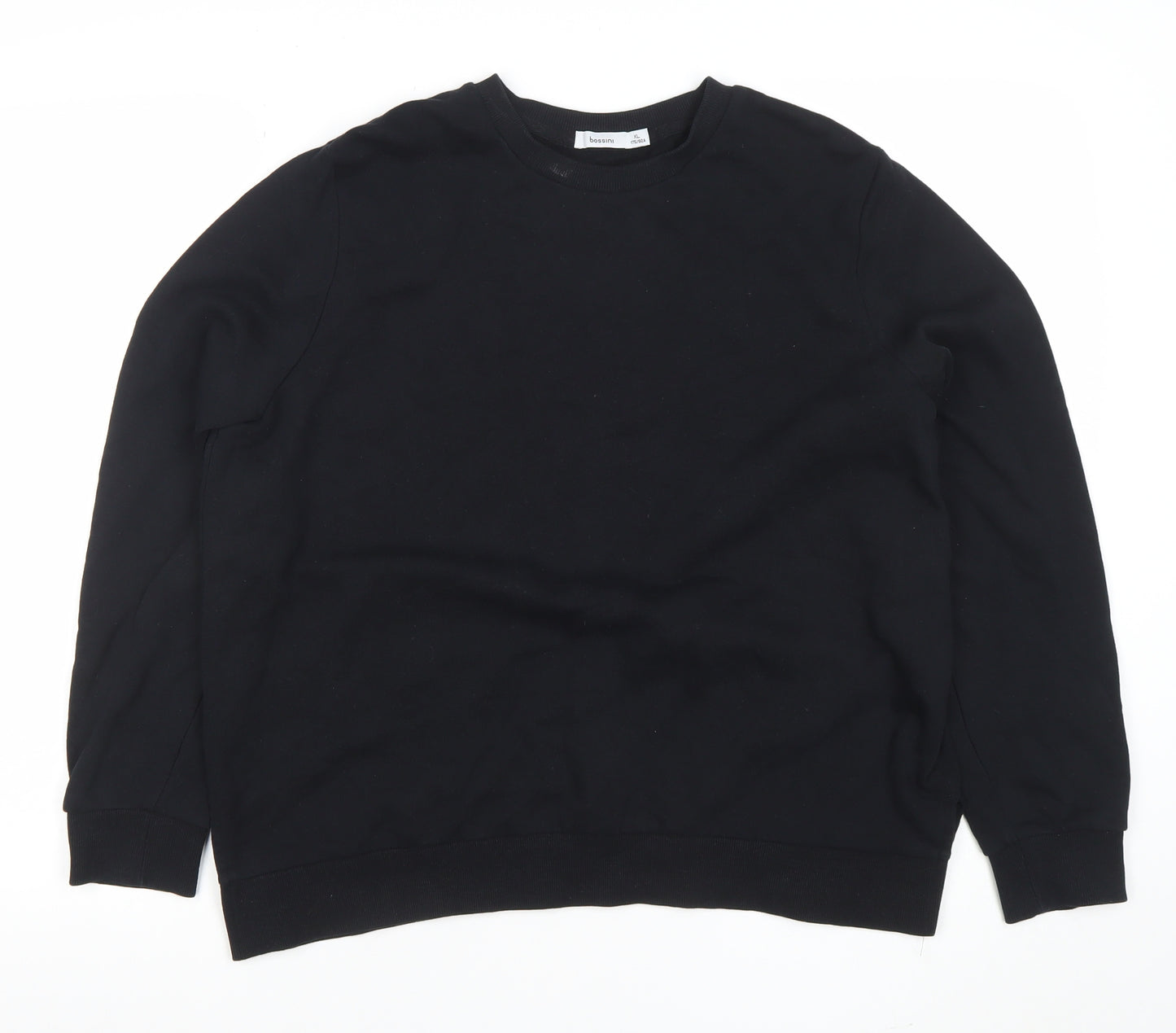 Bossini Women Black 100% Cotton Crew Neck Pullover Sweatshirt Size M