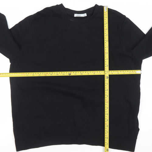 Bossini Women Black 100% Cotton Crew Neck Pullover Sweatshirt Size M