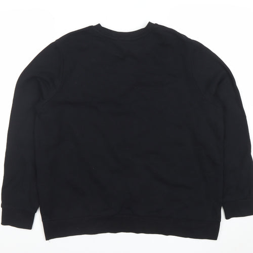 Bossini Women Black 100% Cotton Crew Neck Pullover Sweatshirt Size M