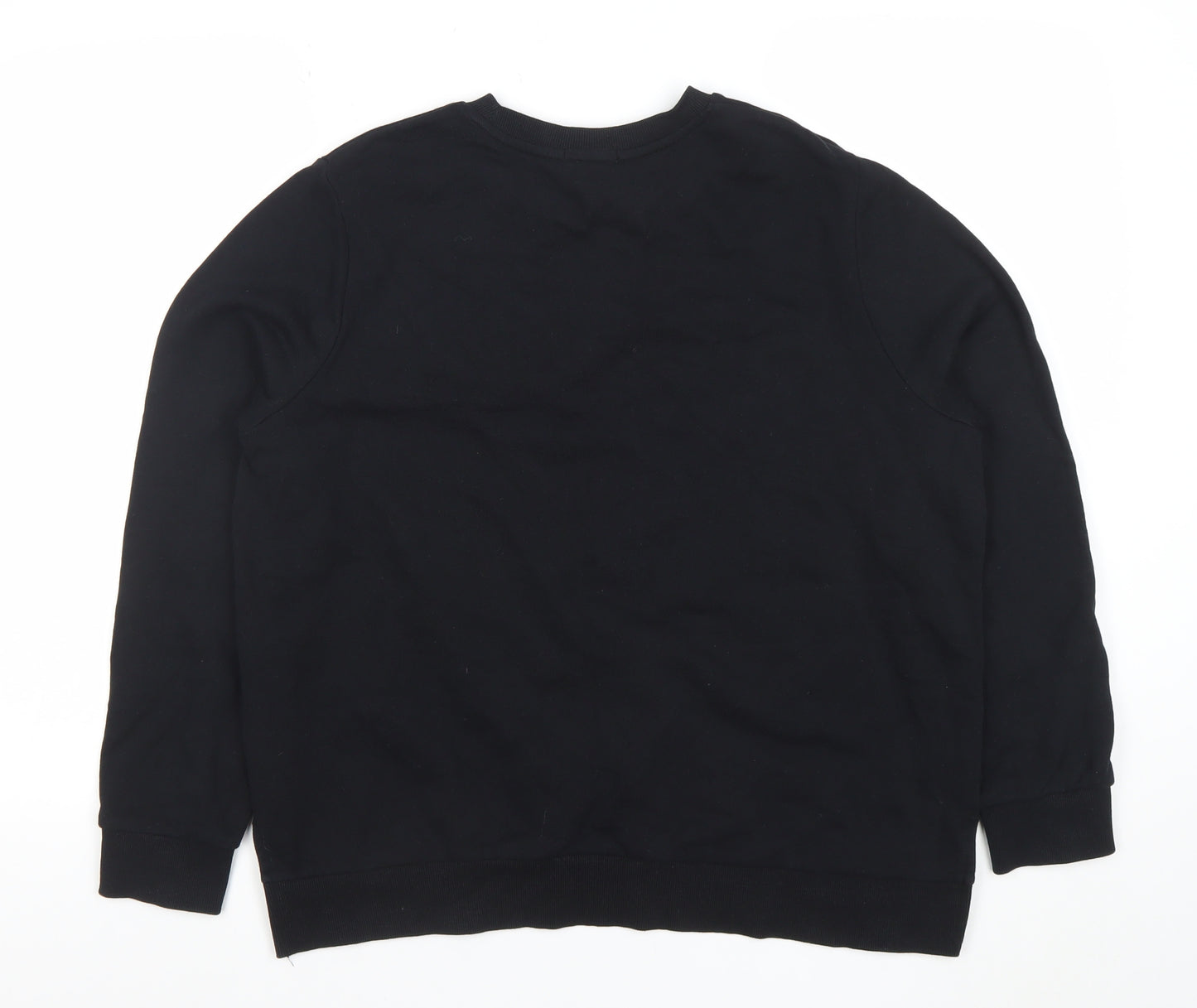 Bossini Women Black 100% Cotton Crew Neck Pullover Sweatshirt Size M