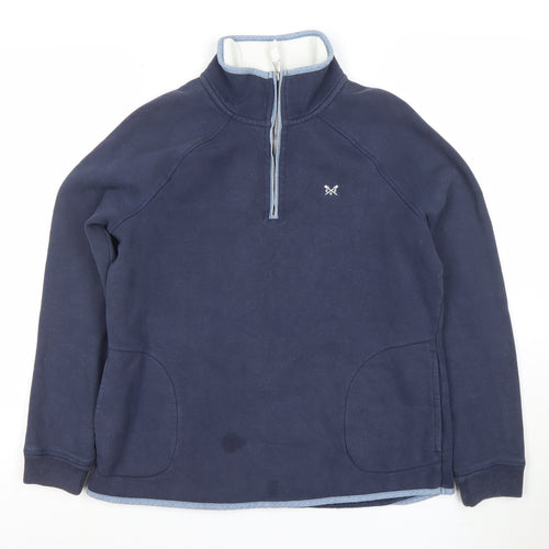 Crew Clothing Company Women's Navy Half Zip Sweatshirt Size 12 Cotton Blend