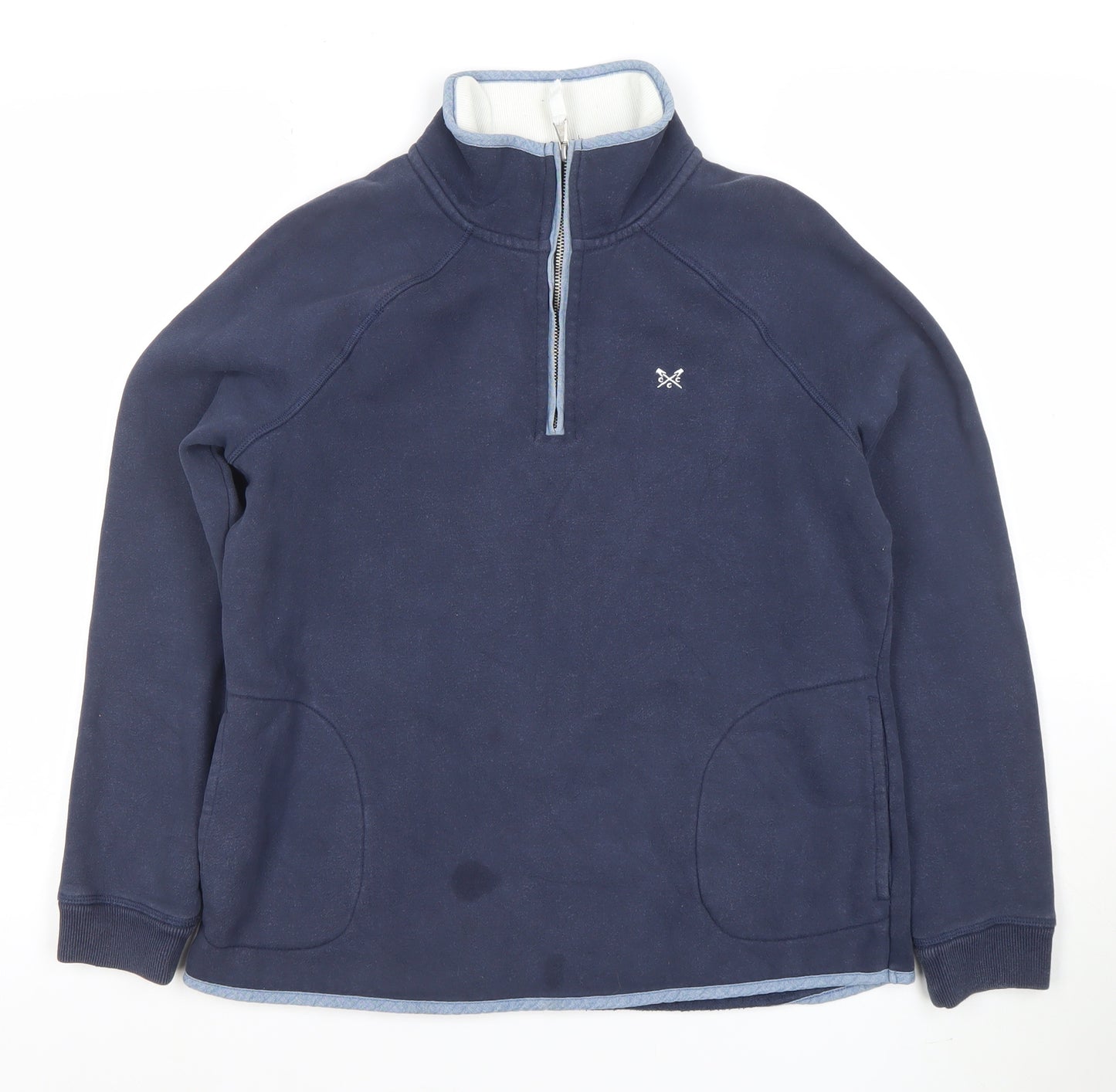 Crew Clothing Company Women's Navy Half Zip Sweatshirt Size 12 Cotton Blend