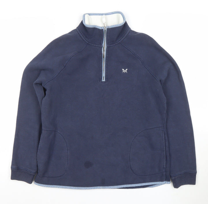 Crew Clothing Company Women's Navy Half Zip Sweatshirt Size 12 Cotton Blend