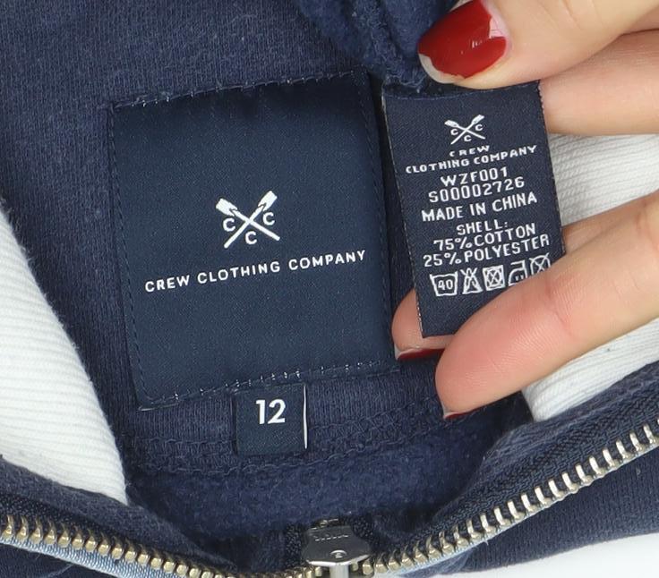 Crew Clothing Company Women's Navy Half Zip Sweatshirt Size 12 Cotton Blend