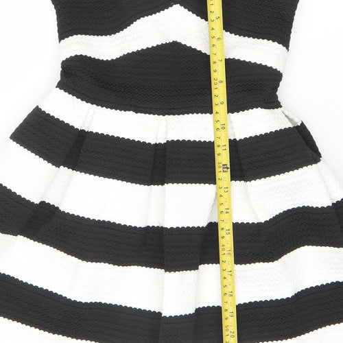 River Island Women’s Black White Striped Strapless Fit & Flare Dress Size 6