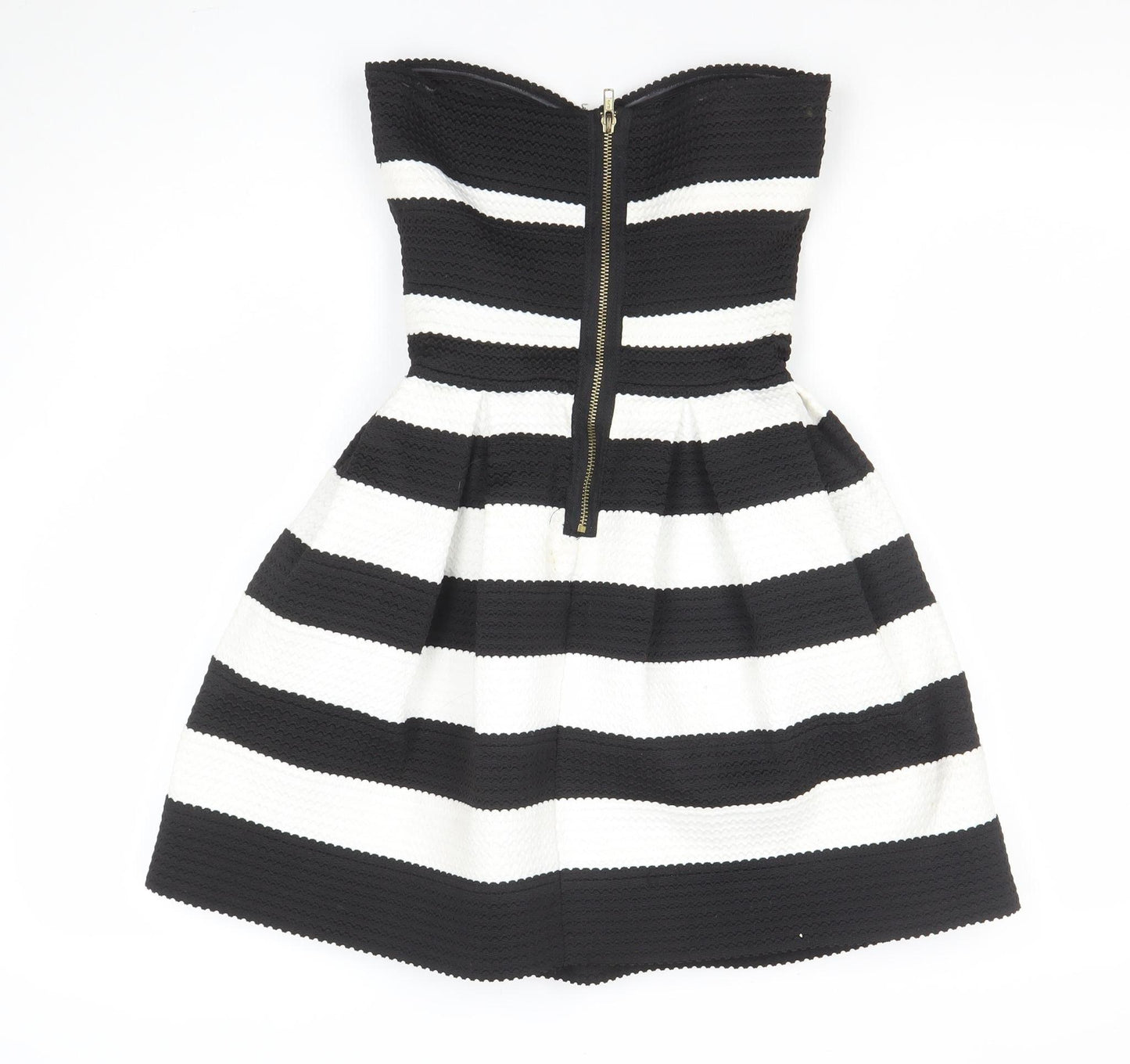 River Island Women’s Black White Striped Strapless Fit & Flare Dress Size 6