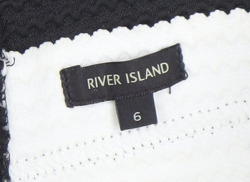 River Island Women’s Black White Striped Strapless Fit & Flare Dress Size 6