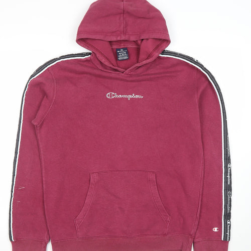 Champion Men’s Red Pullover Hoodie Medium Logo Graphic Fleece