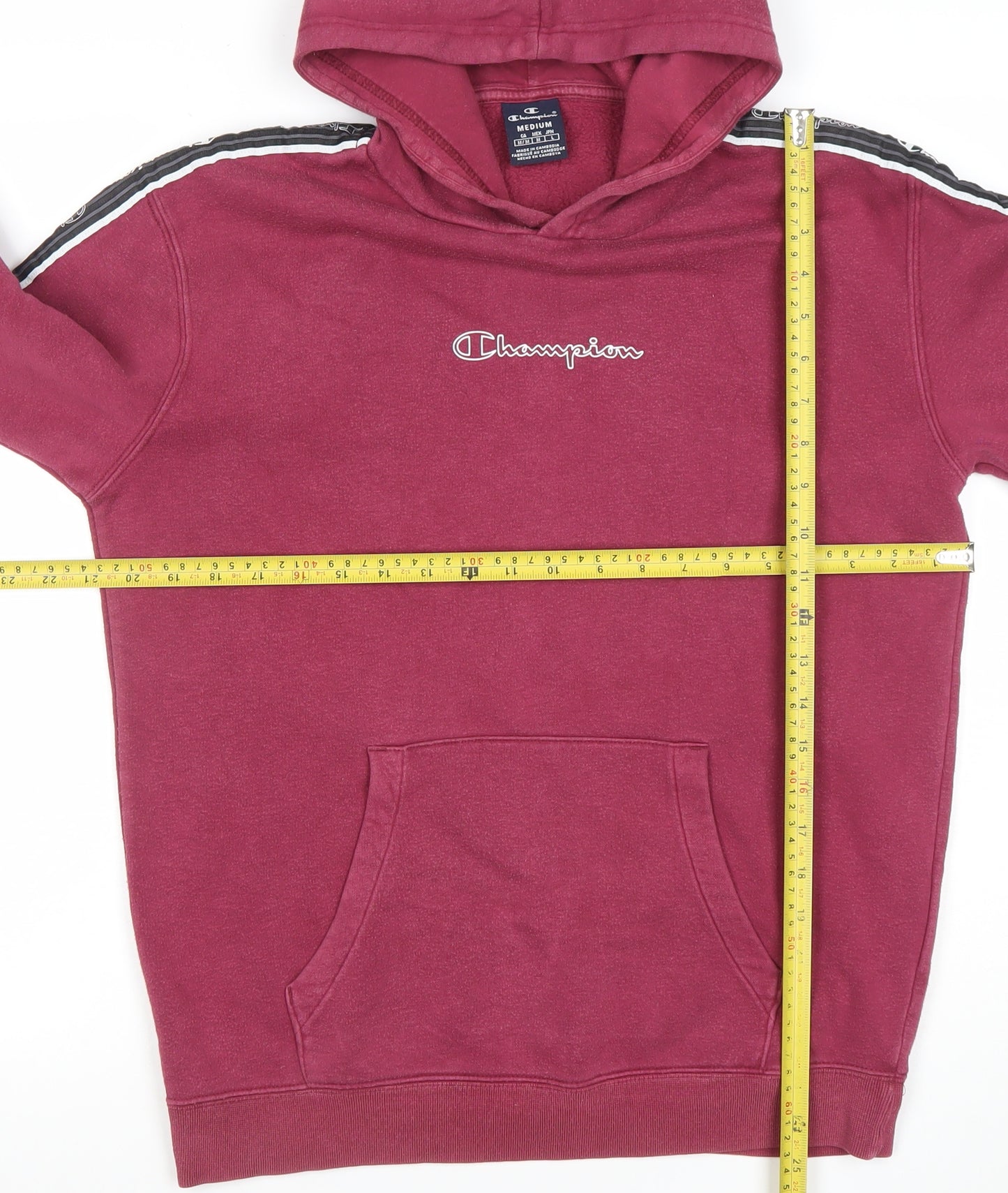 Champion Men’s Red Pullover Hoodie Medium Logo Graphic Fleece