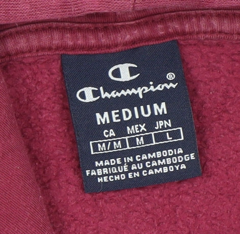 Champion Men’s Red Pullover Hoodie Medium Logo Graphic Fleece