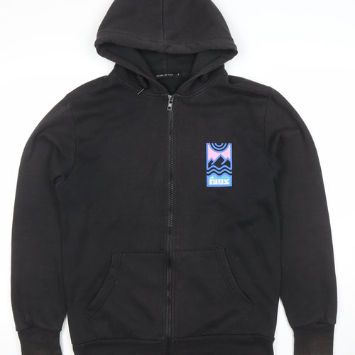 Friend or Faux Men's Black Full Zip Hoodie Size S Graphic Print