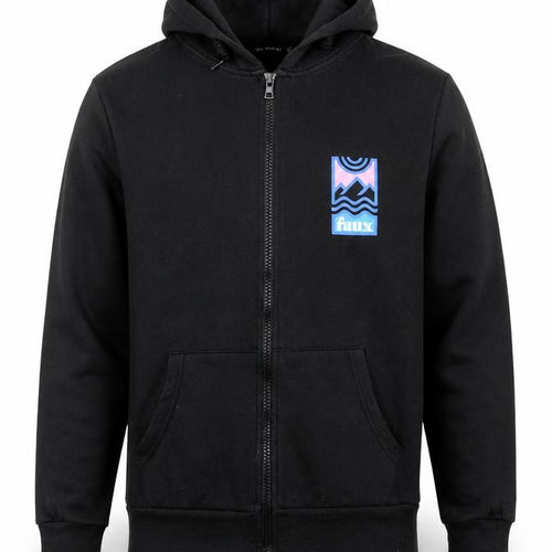 Friend or Faux Men's Black Full Zip Hoodie Size S Graphic Print