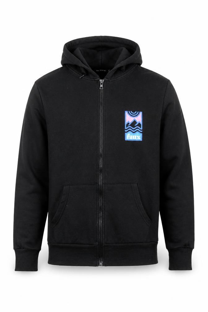Friend or Faux Men's Black Full Zip Hoodie Size S Graphic Print