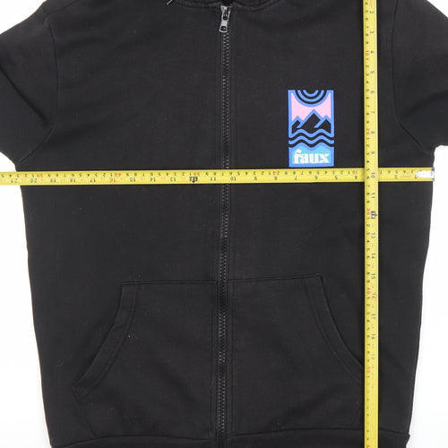 Friend or Faux Men's Black Full Zip Hoodie Size S Graphic Print