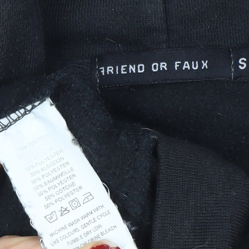 Friend or Faux Men's Black Full Zip Hoodie Size S Graphic Print