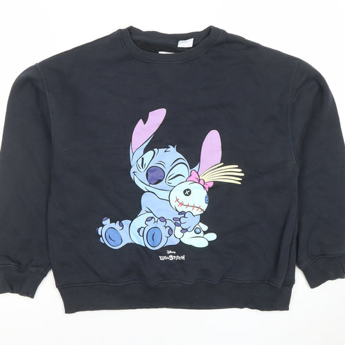Zara Girls Black Lilo & Stitch Graphic Pullover Sweatshirt 11-12 Years