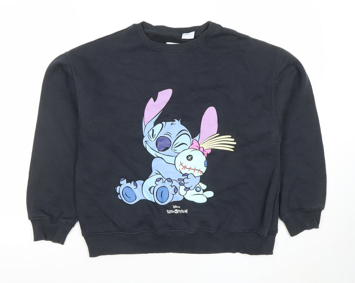 Zara Girls Black Lilo & Stitch Graphic Pullover Sweatshirt 11-12 Years